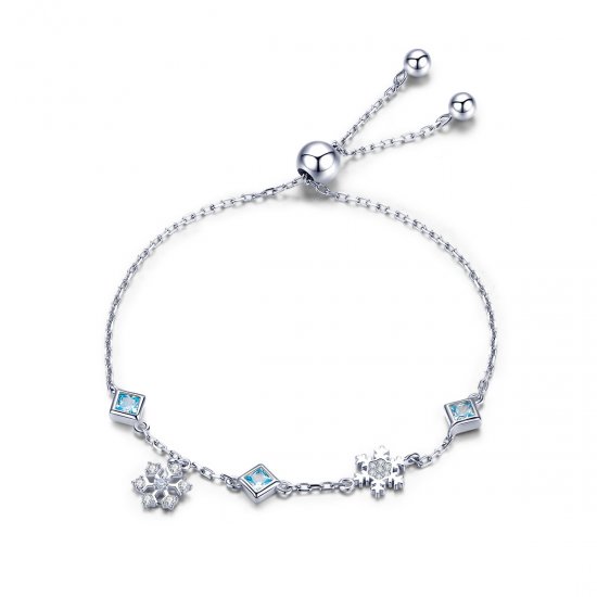 Pulsera estilo Pandora de plata con copo de nieve bailarín - BSB001 - Haga click en la imagen para cerrar