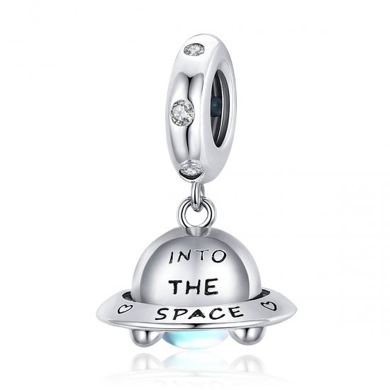 Pendiente colgante estilo Pandora de plata con pequeña nave espacial - SCC1696 - Haga click en la imagen para cerrar