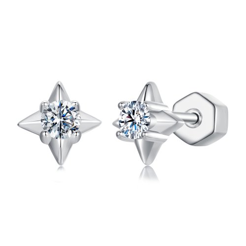 Pendientes brillantes de estrella estilo PANDORA (un certificado) - MSE067