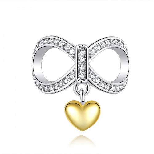 Charm estilo Pandora de plata y oro chapado en infinito amor - SCC1300