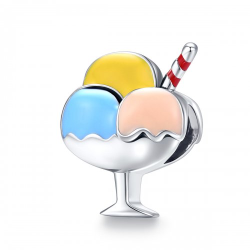 Charm de Helado de Tres Colores en Plata con Estilo Pandora - SCC1532