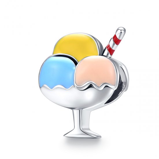Charm de Helado de Tres Colores en Plata con Estilo Pandora - SCC1532 - Haga click en la imagen para cerrar