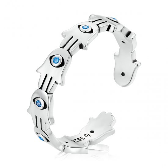 Anillo abierto estilo Pandora con la Mano de Fátima - BSR237 - Haga click en la imagen para cerrar