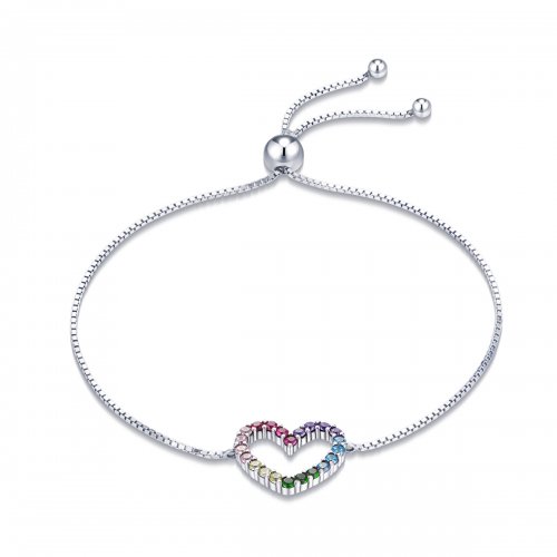Pulsera estilo Pandora plateada Amor del Arcoíris - SCB216