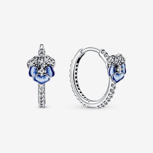 Pendientes de Aro de Flor de Pensamiento Azul PANDORA - 290775C01