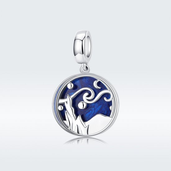 Pendiente colgante estilo Pandora de plata con diseño de cielo estrellado - SCC1389 - Haga click en la imagen para cerrar