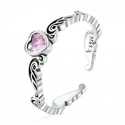Estilo Pandora Retro Pattern - Anillo Corazón Abierto - SCR766