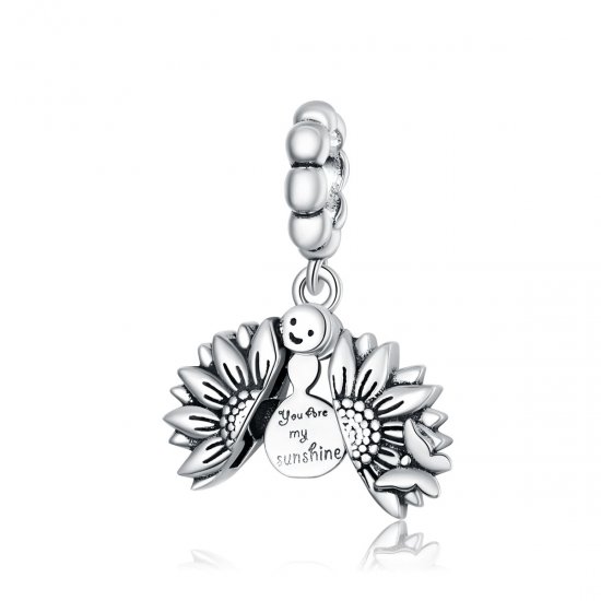Pendiente colgante estilo Pandora con una sonriente margarita - SCC1661 - Haga click en la imagen para cerrar