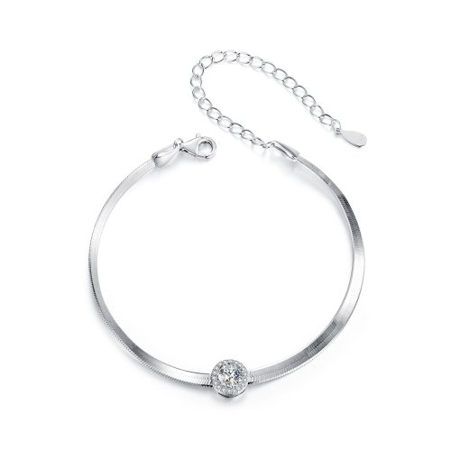 Pulsera de hueso de serpiente con moissanita de 0,5 ct estilo PANDORA (un certificado) - MSB011