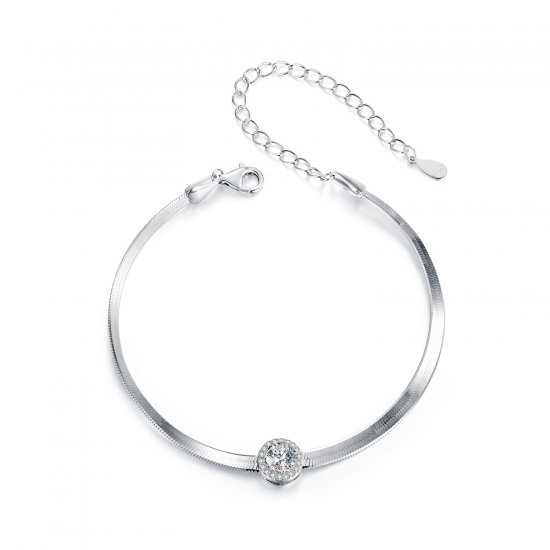Pulsera de hueso de serpiente con moissanita de 0,5 ct estilo PANDORA (un certificado) - MSB011 - Haga click en la imagen para cerrar