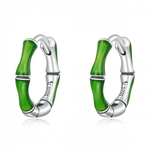 Pendientes de aro estilo Pandora de bambú - SCE1350