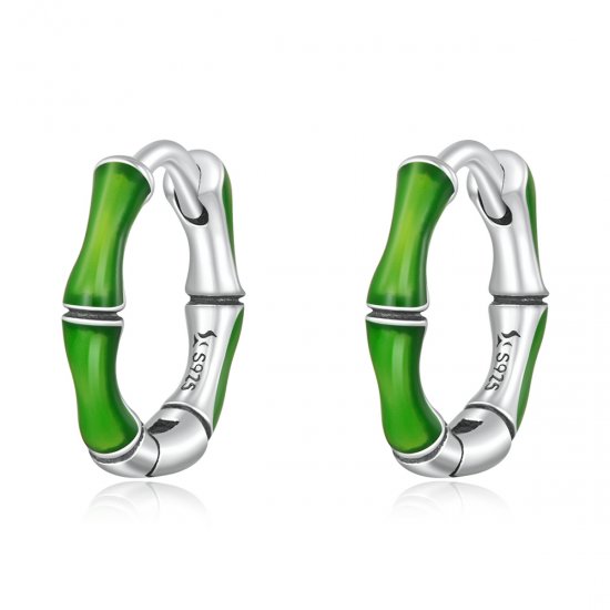Pendientes de aro estilo Pandora de bambú - SCE1350 - Haga click en la imagen para cerrar