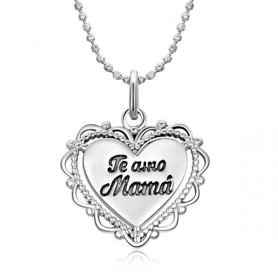 Collar de amor estilo Pandora con encaje - SCN470 - Haga click en la imagen para cerrar