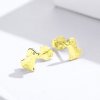 Encantadores Pendientes de Botón de Estilo Pandora Chapados en Oro - SCE584-C