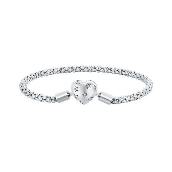 Pulsera de cadena básica en forma de corazón estilo Pandora - BSB135 - Haga click en la imagen para cerrar