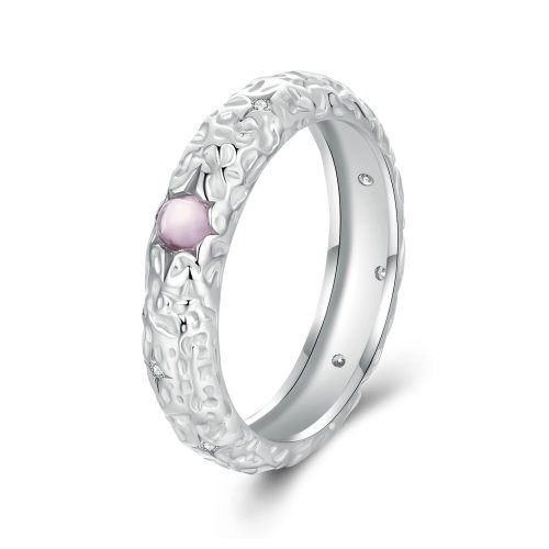 Anillo ancho texturizado estilo PANDORA - BSR604