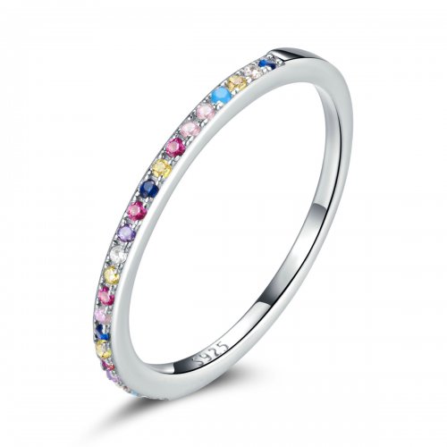 Anillo estilo Pandora con halo de colores - SCR740-CF