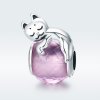 Charm de Gato Durmiente de Plata Estilo Pandora - SCC447