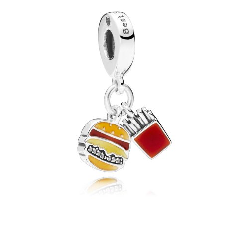 Charm colgante en plata de ley Burger y Patatas - PANDORA