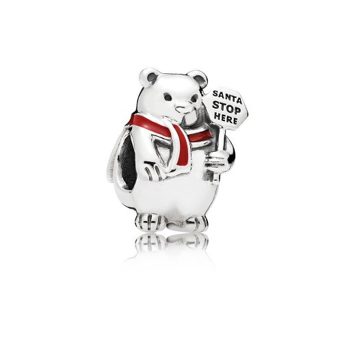 Charm en plata de ley Oso Polar de Navidad - PANDORA