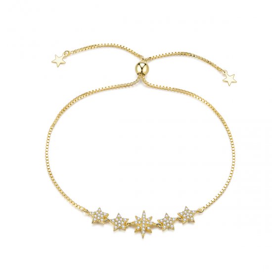 Pulsera Estilo Pandora con Estrellas - BSB067 - Haga click en la imagen para cerrar