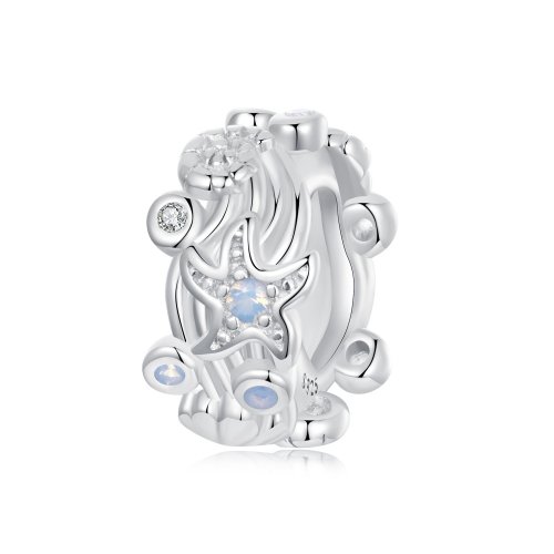 Charm espaciador de silicona con forma de océano azul estilo PANDORA - BSC1019