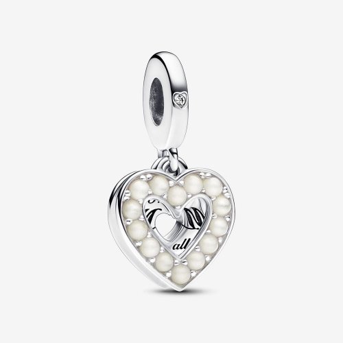 Charm Colgante Pandora Doble Corazón Blanco Anacarado - 792649C01