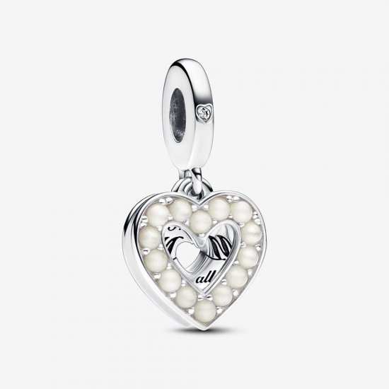 Charm Colgante Pandora Doble Corazón Blanco Anacarado - 792649C01 - Haga click en la imagen para cerrar
