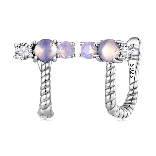 Aros en forma de U con incrustaciones de gemas estilo Pandora - SCE1453