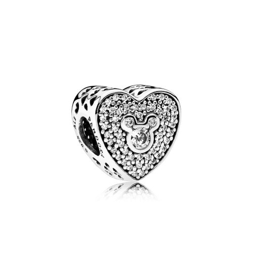 Charm en plata de ley Corazón Brillante Mickey & Minnie - PANDORA