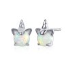 Aretes de unicornio lindo plateado estilo Pandora - SCE737