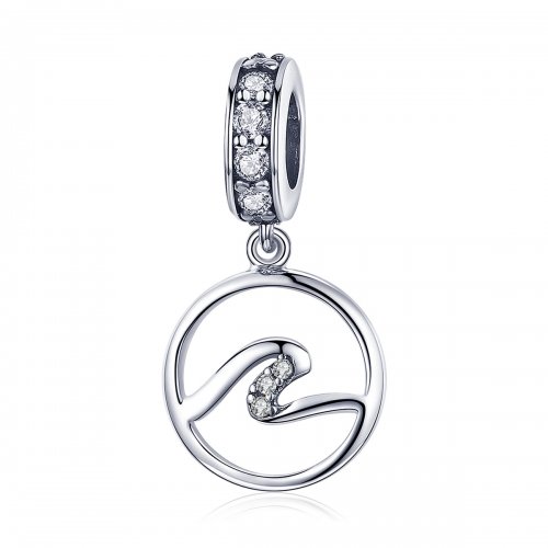 Pendiente colgante de estilo Pandora con ondas de plata - SCC1031