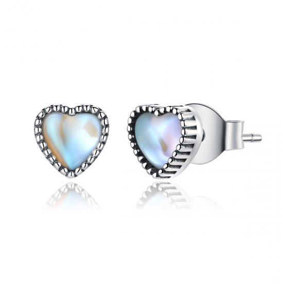 Aretes estilo Pandora con corazones de cristal en plata - SCE929 - Haga click en la imagen para cerrar