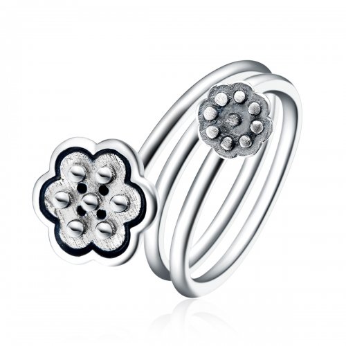 Anillo abierto con colgante de loto estilo Pandora - VSR054