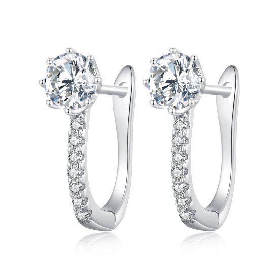 Estos aretes de aro de estilo Pandora con circonitas simples - BSE856 - Haga click en la imagen para cerrar