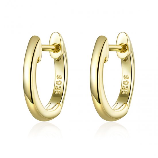 Estilo Pandora Pendientes de Aro Simple Chapados en Oro de 18 quilates - SCE808 - Haga click en la imagen para cerrar