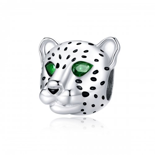Charm de cabeza de guepardo plateado al estilo Pandora - SCC1675