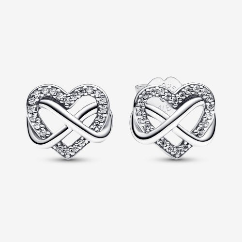 Pendientes de botón con corazón infinito brillante de Pandora - 292667C01