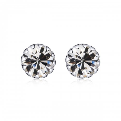 Pendientes de botón de estilo Pandora en plata con piedra de nacimiento de abril - SCE862-4