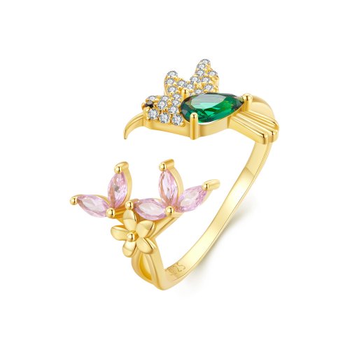 Anillo de plata S925 "Pandora Style Hummingbird's Gift" - BSR016-B