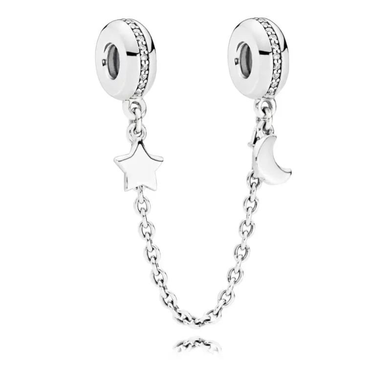 (imagen para) Cadena de seguridad PANDORA en plata de ley Galaxia Personal - 797512CZ-05