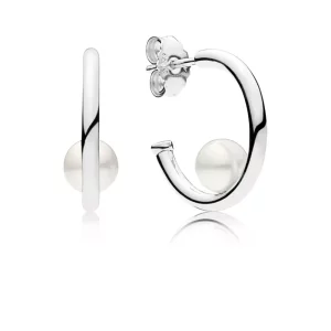 (imagen para) Pendientes de aro PANDORA en plata de ley Perlas Contemporáneas - 297528P