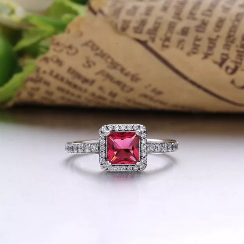 (imagen para) Anillo PANDORA en plata de ley Elegancia Atemporal Rojo - 190947SRU - Ver 2