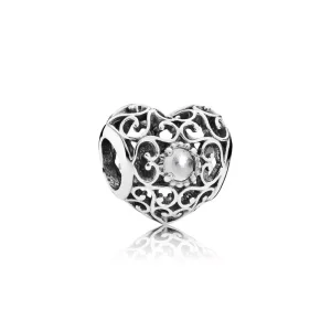 Charm PANDORA calado Corazón de Abril - 791784RC (imagen para) Charm PANDORA calado Corazón de Abril - 791784RC