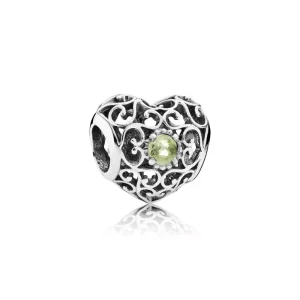 Charm PANDORA calado Corazón de Agosto - 791784PE (imagen para) Charm PANDORA calado Corazón de Agosto - 791784PE
