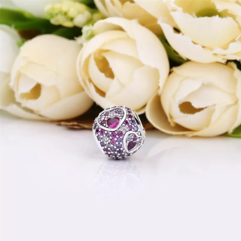 (imagen para) Charm PANDORA en plata de ley Corazones de Amor Asimétricos - 797826CZRMX - Ver 3
