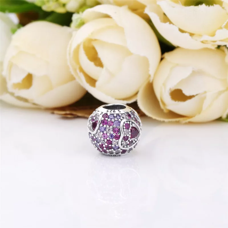 (imagen para) Charm PANDORA en plata de ley Corazones de Amor Asimétricos - 797826CZRMX - Ver 4