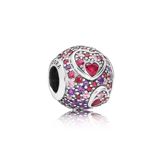 (imagen para) Charm PANDORA en plata de ley Corazones de Amor Asimétricos - 797826CZRMX