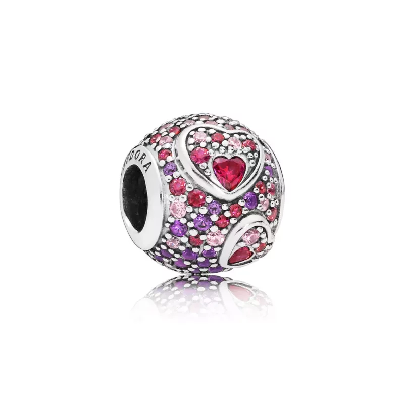 (imagen para) Charm PANDORA en plata de ley Corazones de Amor Asimétricos - 797826CZRMX
