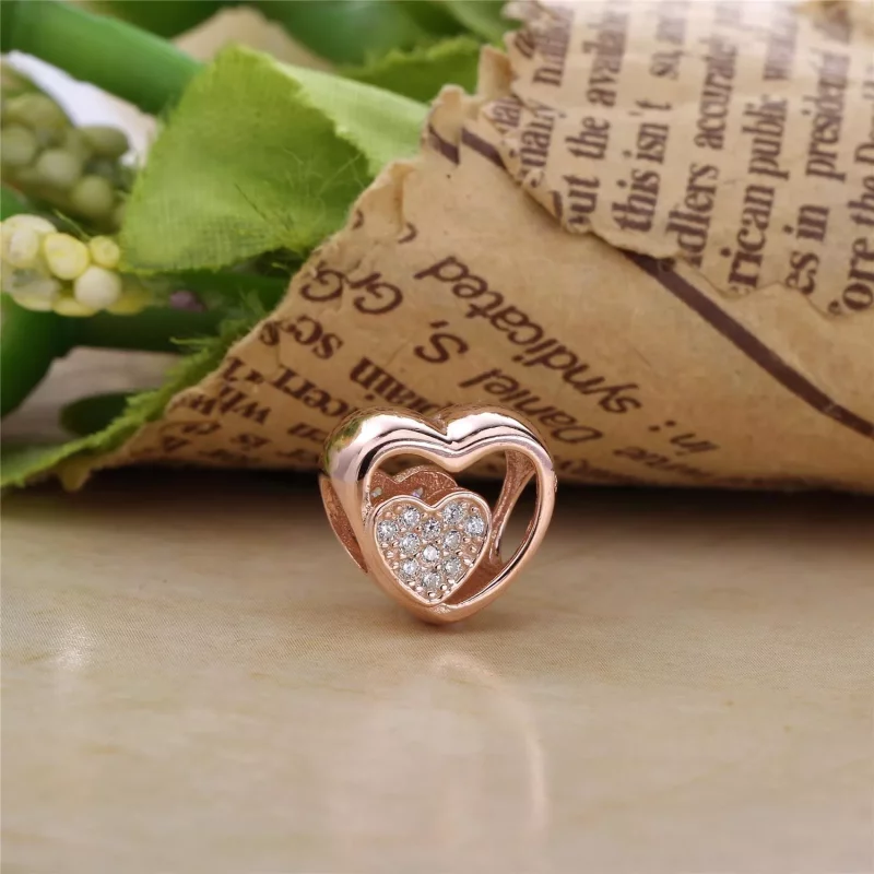 (imagen para) Charm PANDORA Rose Corazones Unidos - 781806CZ - Ver 2